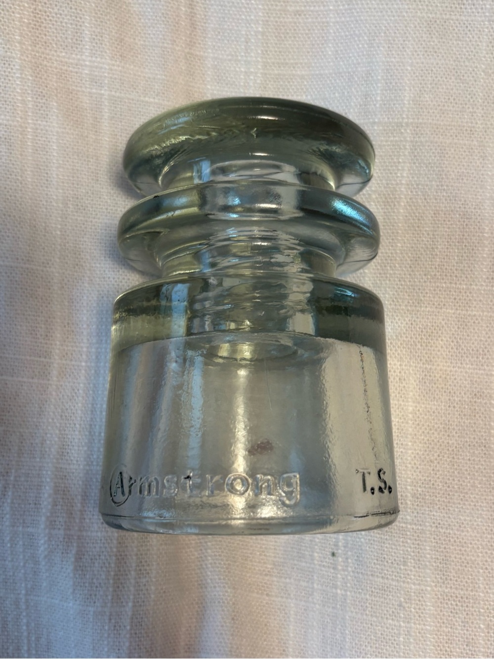 Vintage 1964 Armstrong T.S. Clear Glass Insulator Made in USA Telephone Pole